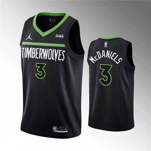 Mens Minnesota Timberwolves #3 Jaden McDaniels Black Statement Edition Stitched Jersey Dzhi